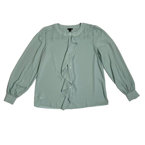 Ann Taylor women's blouse XS mint green long sleeve button down flowy - Picture 1 of 7